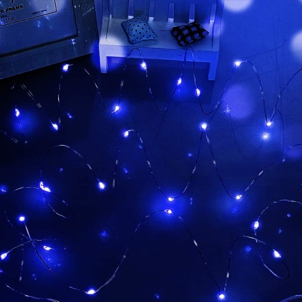 Blue Fairy Lights, 10m 100 LED Batteri Fairy Lights Small för Chr