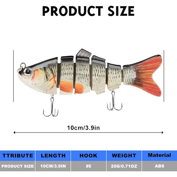 Fiskedrag för basöring 97 mm multi simbeten Långsamt sjunkande bioniska simbasbeten Naturtrogna fiskebeten, 3-pack (paket med 3-C)