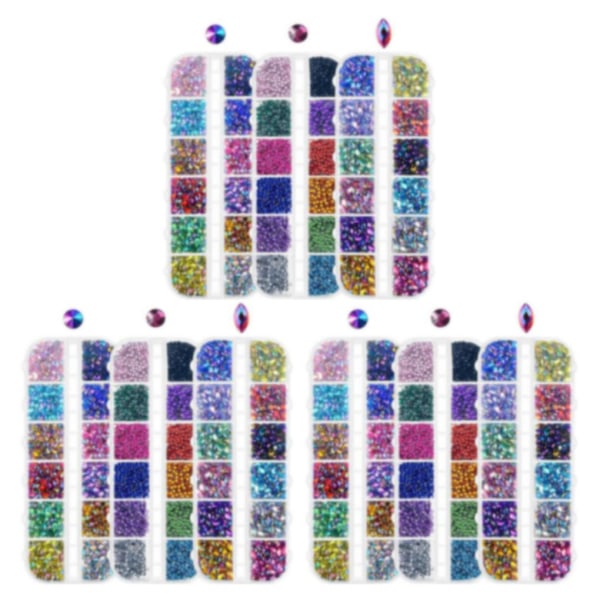 1/2/3/5 3-sett Tidløs Klassisk Neglekunst Strass Med Medium 3PCS