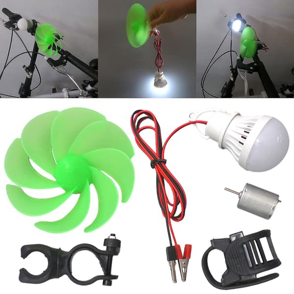 DC Mini Vindmølle Vindgenerator Vindkraftværk LED DIY Model Kit Til Cykel FP