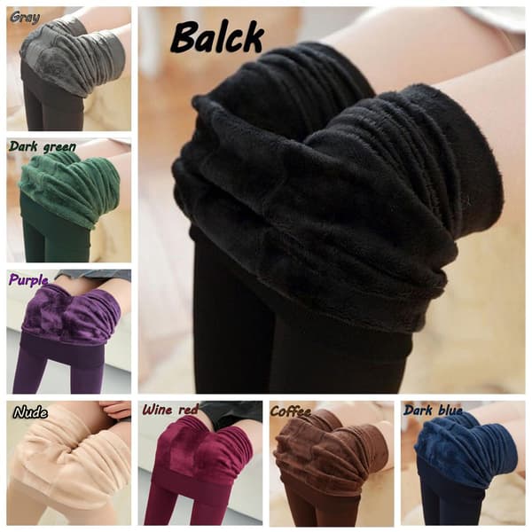 Slim Leggings Termiske Bomulls Bukser Tykke strømper LILLA