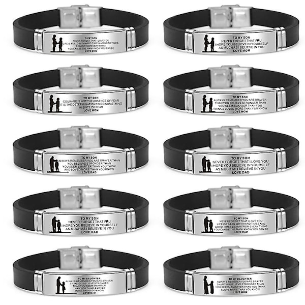 Till min son/dotter Armband Graverade Inspirerande meddelande Manschett Armband Födelsedag Examen Xmas C