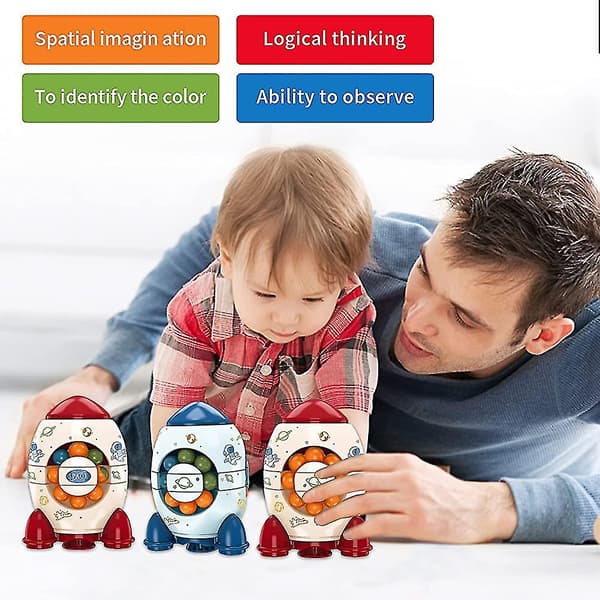 Nyt 2 stk. Rocket Rotating Magic Bean Creative Fingertop Toys - Magic Bean Gyro Puzzle