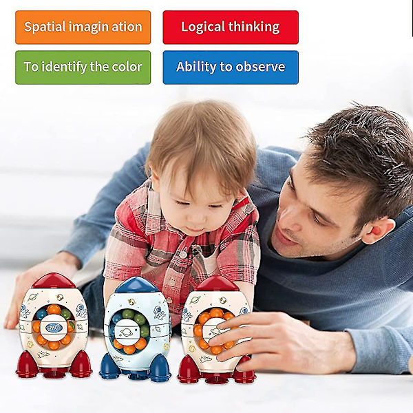 Nytt 2 st Rocket Rotating Magic Bean Creative Fingertop Toys-magic Bean Gyro Puzzle