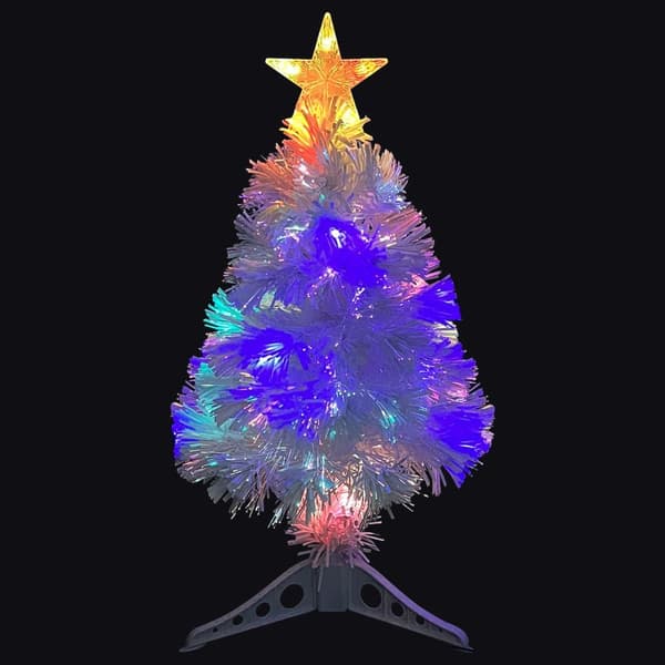 vidaXL Plastjuletre med LED hvit 64 cm fiberoptikk Vit