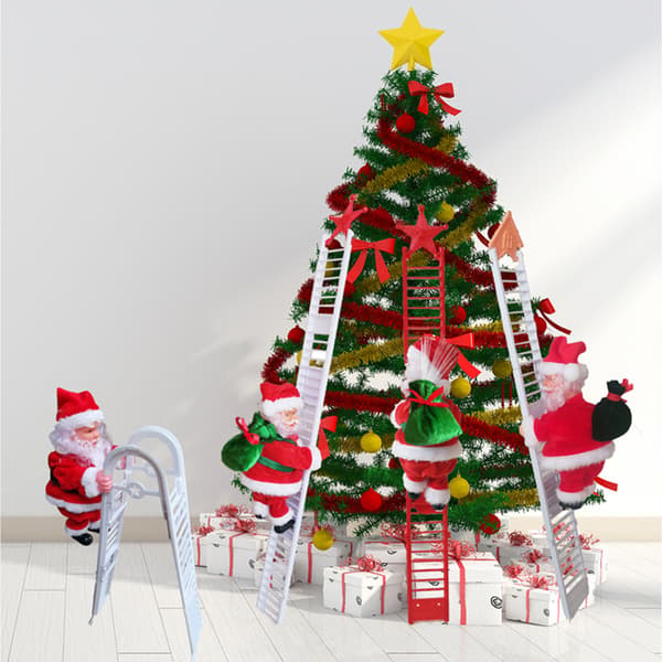 Elektrisk jultomte för docka med väska klätterstege Xmas Party Deco null - A