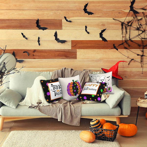Halloween dekorationer kuddfodral 18x18 set med 4 bondgård inomhus