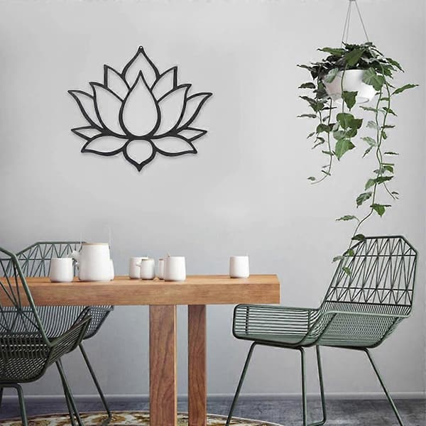 Väggdekor i metall Blomma Lotus Väggkonst Skyltdekorationer för vardagsrum Hotell