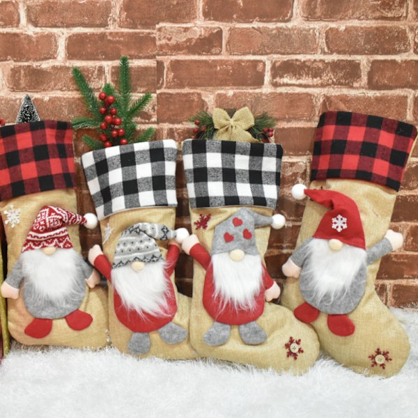 Julstrumpor 3-pack Stora julstrumpor Dekoration A+B+C