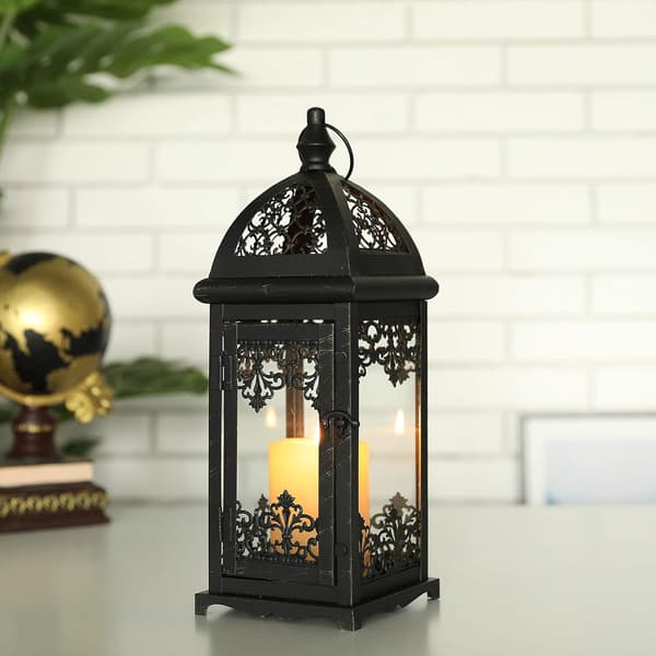 Dekorativ lyslygte 38 cm høj metal lyslygte Vinta