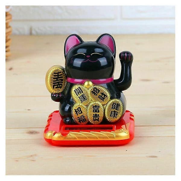 Solar Lucky Cat Statue og andet dekorativt objekt med vinkende arm kat Maneki Ne
