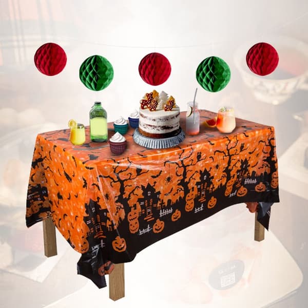 Halloween bordsduk Spindelnät Bakgrund ORANGE orange