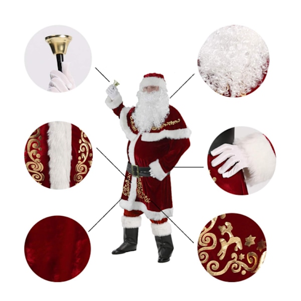 Jultomtekostym för män 12st julset Set jultomte