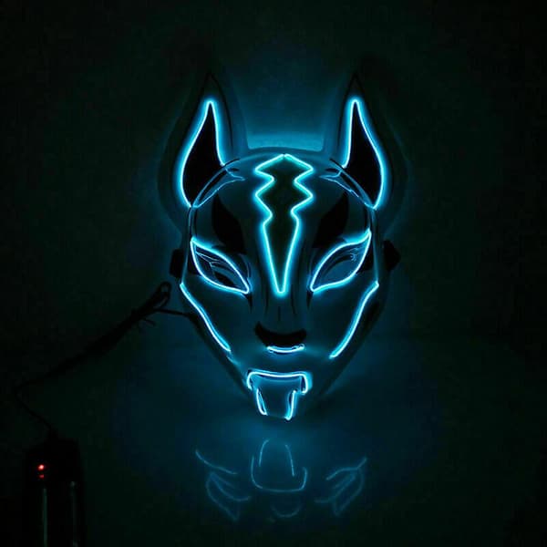 Halloween Fox Drift Mask Ljusmask Rollspel Ice Blue