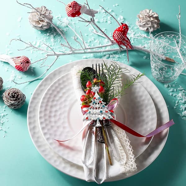 Set med 12 julgransservettringar jul servettringar hållare spänne set jul strass diamant