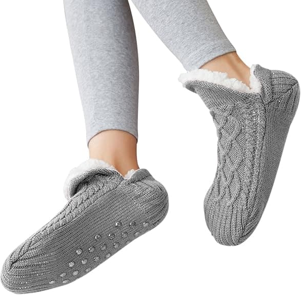 #Sklisikre nøytrale tøfler - Grå - Innvendig lengde 260 mm Vintervarme Sof#