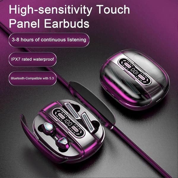 1 sett trådløse øretelefoner To par Bluetooth-kompatible hodetelefoner Strømdisplay In-ear ørepropper for musikk og samtaler