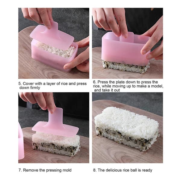 Rektangulær Onigiri Risform med Skje Matpresse Sushi Maker Kjøkkenverktøy