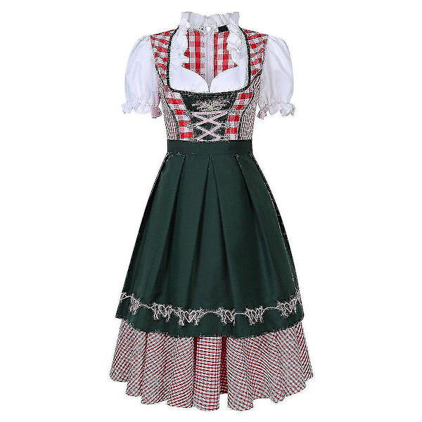 Dirndl-mekko saksalainen Oktoberfest baijerilainen olut Wench -asu apujuhlat Z X Green M