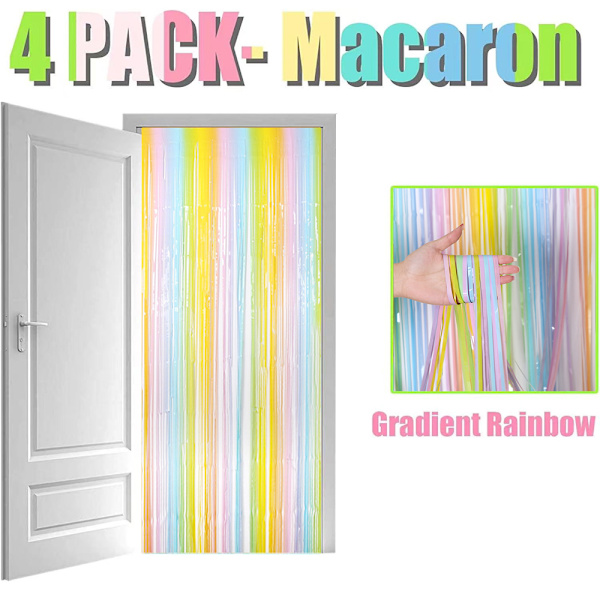 4 kpl sateenkaarihapsuverho, häät, syntymäpäivä, Vertical bar gradient 2m