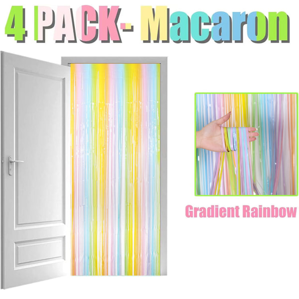 4-pack regnbågsfransgardin, bröllop, födelsedag, Vertical bar gradient 2m
