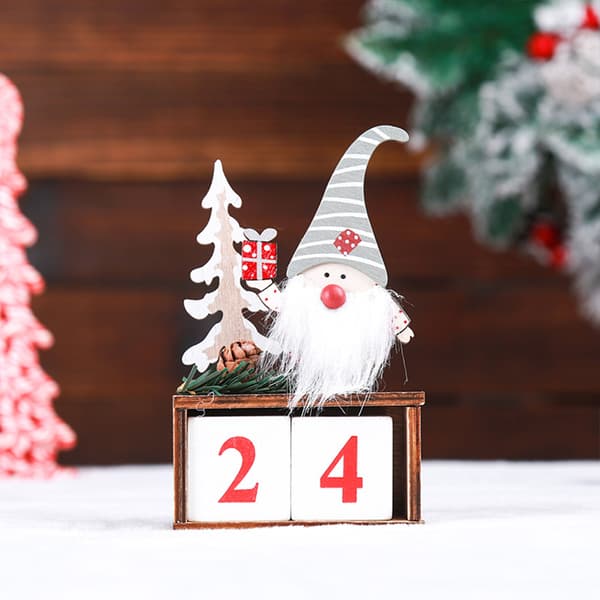 Jule-adventskalender Nedtælling Julemand Træ Dekoration Grey cap