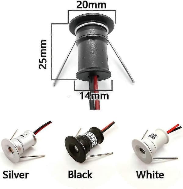 Sort 9 stk. Mini 12v 1w Led Loft Indbyggede Spotlights Ip65, 3000k (120, Varm Hvid).-Yvan