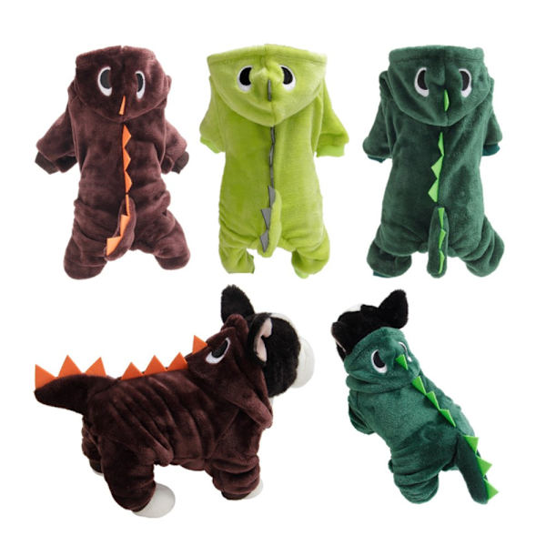 Yesbay Haoween Husdjur Hund Vap Huvtröja Käder Söt Dinosaur Fest Cospay Kostym,Ljusgrön coffee l