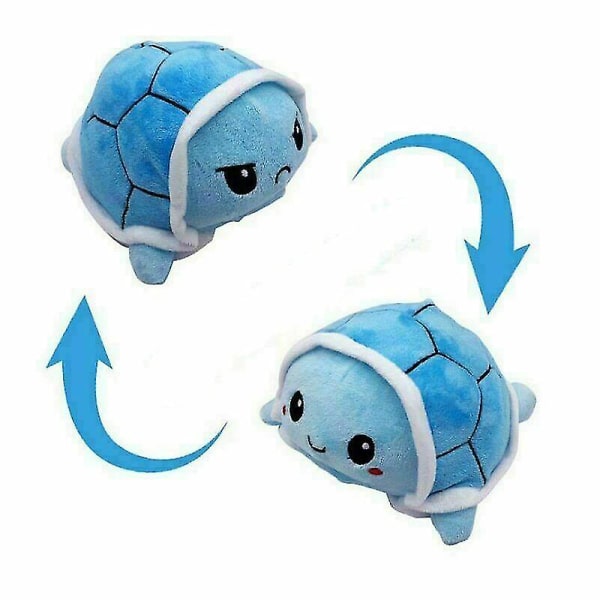 Dubbelsidiga vändbara leksaker stoppade docka sköldpadda plysch djur mjuk-1 A blue