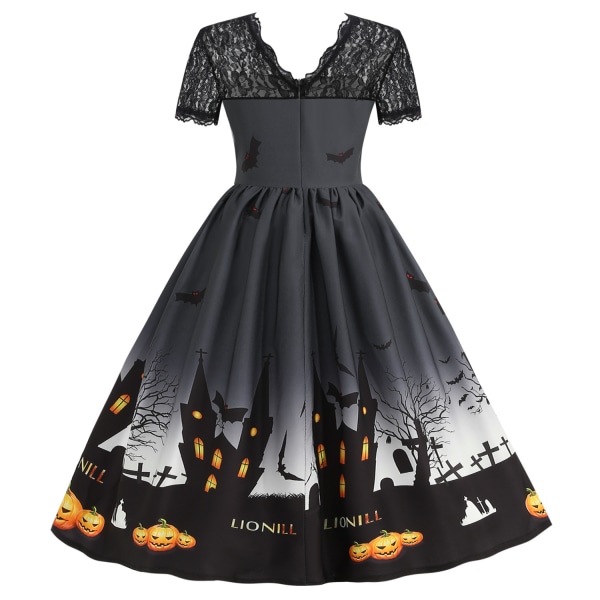 Naisten pyöreäkauluksinen rento Halloween-mekko black M