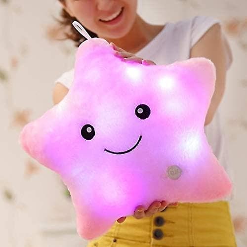 Twinkle Star Glödande Led Lightplush Toy Slängkuddar Kuddar Fyllda leksaker Presenter till barn Jul（rosa）