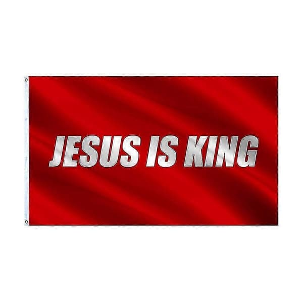 90x150cm Jesus Is King Flagg 3x5 Ft Hvite Røde Kristne Flagg