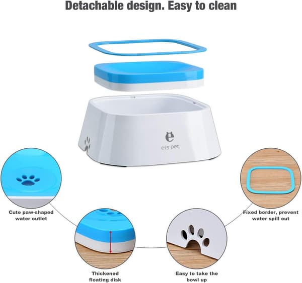 Floating Water Bowl Slow Water Dispenser Inget spill Anti-Overfl