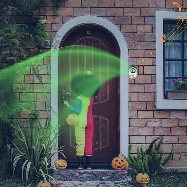Halloween dekorationer. Halloween dörrklocka. Animerad ögonglob