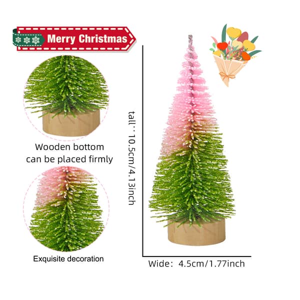 4st Mini julgransdekorationer Liten flaska Borstträd Pink Green