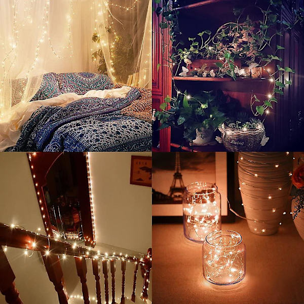 6 stk. Fairy String Lights 2,2 m 20 LED Batteridrevne Lys