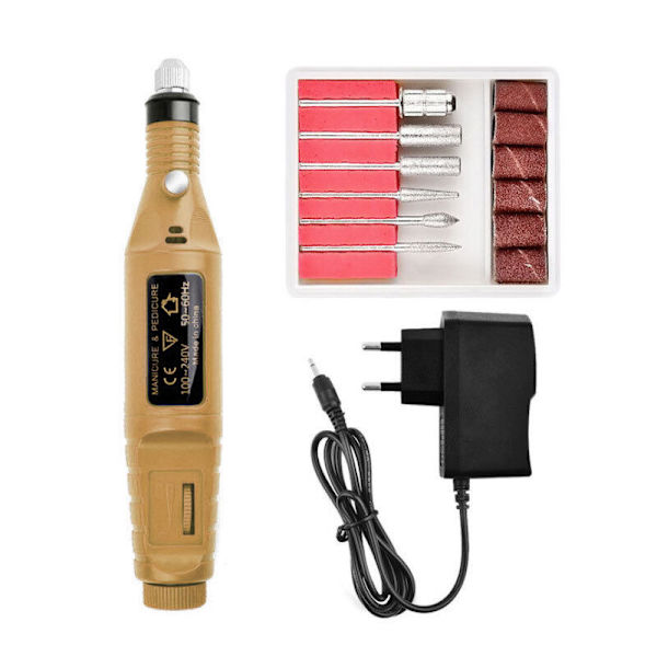 Mini elektrisk nagellacksmaskin elektrisk nagelfil gyllene Plug