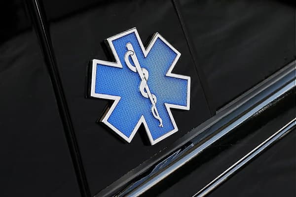 Livets Stjerne 2,5\"x2,5\" Metalmærkat til Bil, Blå Medicinsk Mærkat