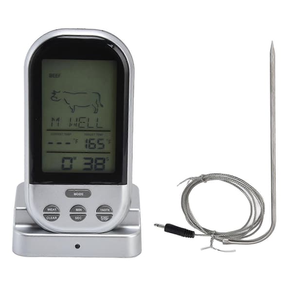 Trådlös termometer Timer Övertidslarmfunktion Praktisk temperaturmätare för köksgrillmatlagning