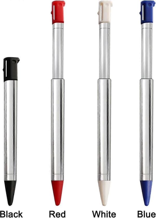 4 stk. metal udtrækkelige erstatningsstylus kompatibel med Nintendo 3DS, 4i1 kombinations touch stylus pen sæt multi farve til 3DS