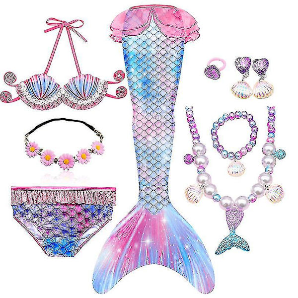 Fantasy Barn Sjöjungfru Svansar Simning Fest Kostymer Halloween Little Mermaid Flickor Baddräkt Bikini Set Baddräkt