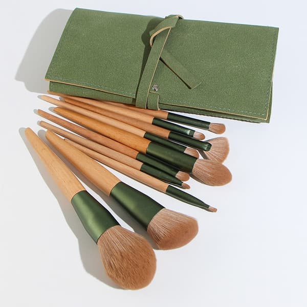 10 stk Makeup Børste Sæt Foundation Blush Makeupbørster green bag