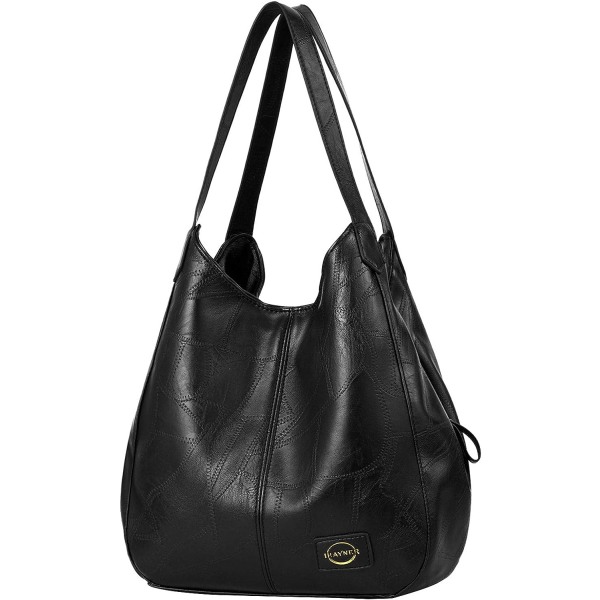 Mjuka Vegen läderväskor Handväska med stor kapacitet Multiple Pocket Tote Bag Axelväskor för kvinnor black