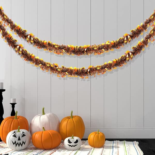 4 stykker 8 m Halloween Sort Orange Glitrende Guirlande Dekoration
