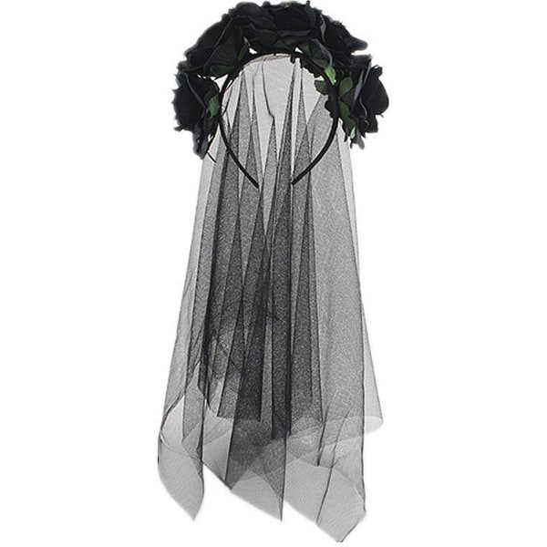 Halloween fest fotografering rekvisitter Rose Hoved Ornament (sort) 1 stykke black