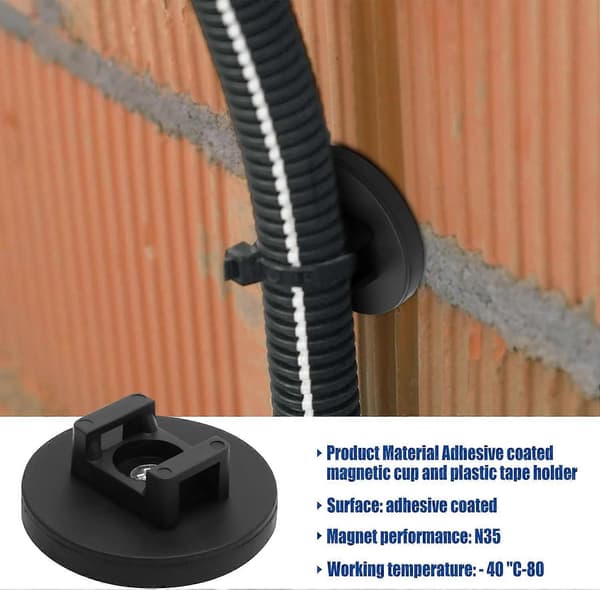 Pakke Magnetiske Kabelbindere - 43mm - Multifunktionelle - Magnetiske Kabelholdere til Kabelorganisering Sort