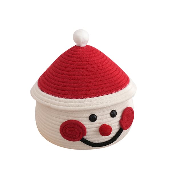 Snögubbeägg Julförvaringslåda Stationär vävd förvaringskorg Red  white 22cm*15cm
