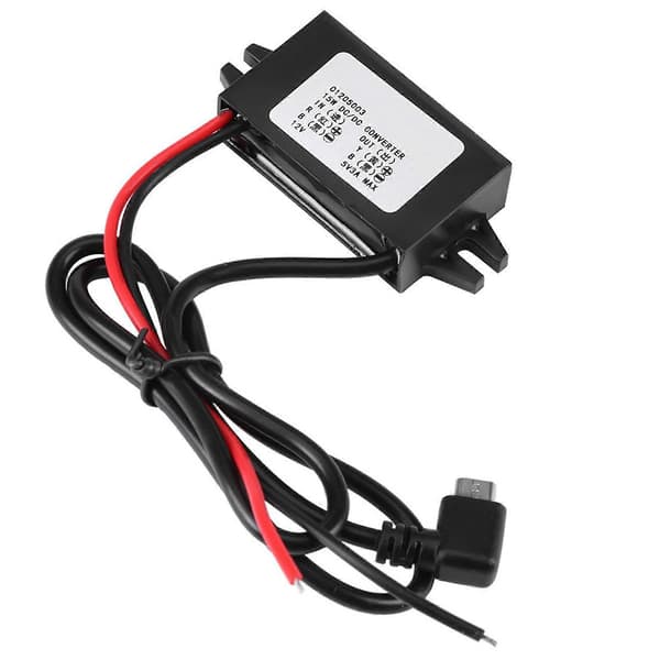 DC-DC 12V til 5V 3A Micro USB-omformer Spenningsnedtrappingsregulator for bil-smarttelefon