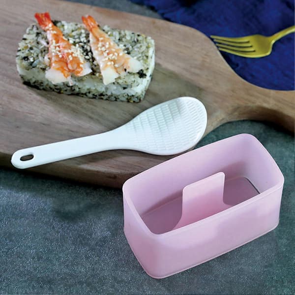 Rektangulær Onigiri Risform med Skje Matpresse Sushi Maker Kjøkkenverktøy