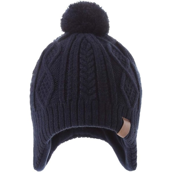 Blue Boys Stickad Hatt Barn Håll Varm Bomber Hat Protect Ears